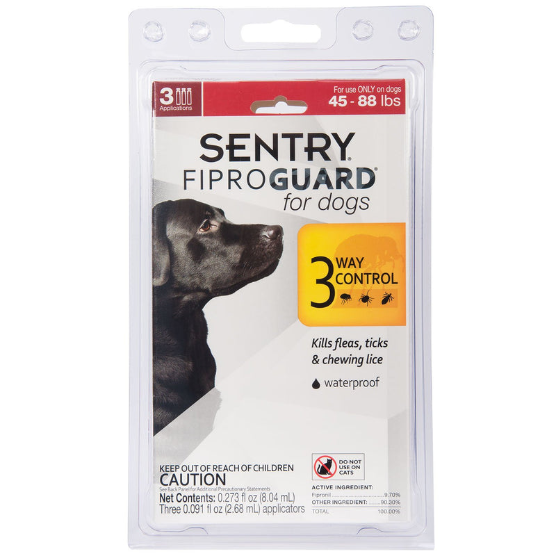 SENTRY PET CARE Fiproguard for Dogs, Flea and Tick Prevention for Dogs (45-88 Pounds), Includes 3 Month Supply of Topical Flea Treatments - PawsPlanet Australia