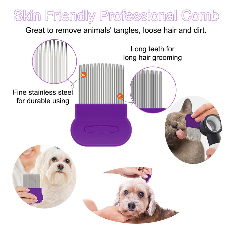 Acehome 3 Pcs Fleas Comb Tear Stain Remover Comb set, Stainless Steel Tears Mark Tick Removal Tool with Handle Pet Grooming Combs set for Removing Eye Mucus Fleas Lice Mites, Dandruff & Crust - PawsPlanet Australia