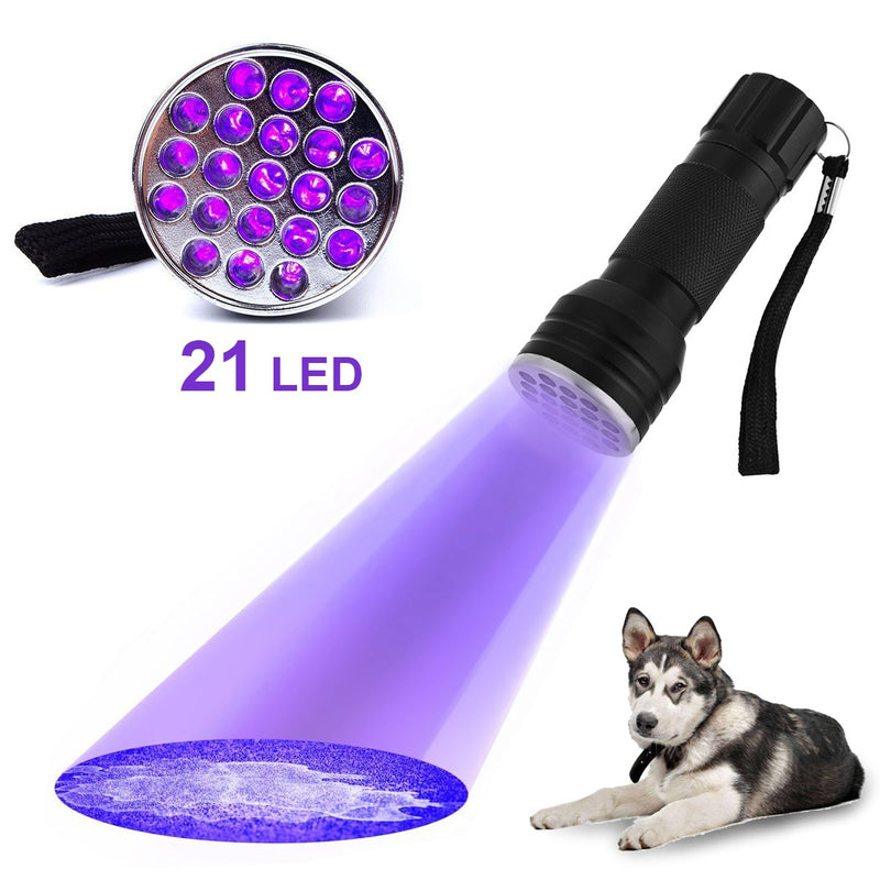 Pocketman 21 LED UV Flashlight Black Light, 395nm UV-Ultraviolet Blacklights Handheld Torch Light for Dogs, Pet Stains, Bed Bugs, Scorpions - PawsPlanet Australia