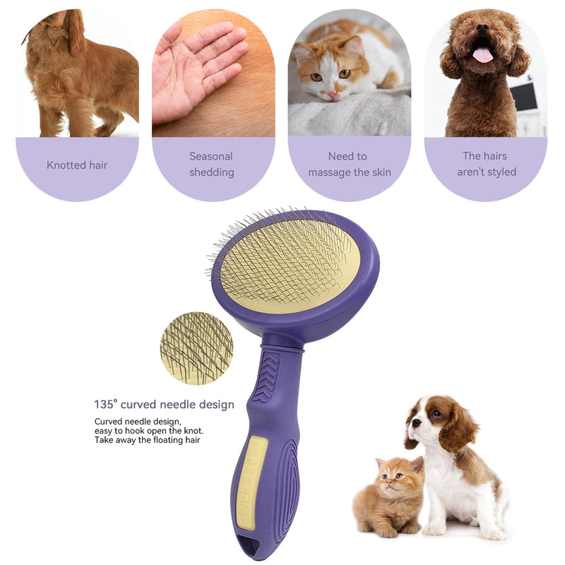 Pet dog brush, cat brush, Eiflayn 1 piece pet brush, pet self-cleaning plucking brush removes undercoat, hair remover pet brush for long-haired, short-haired dogs and cats - PawsPlanet Australia