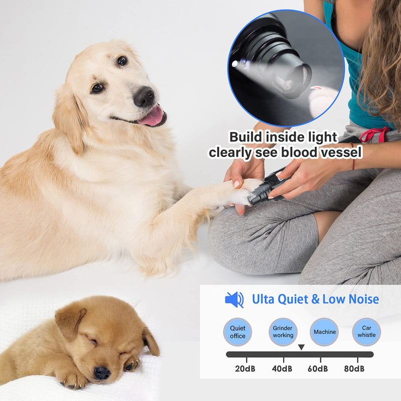 PAOBU Dog Nail Grinder Upgraded with Touch-Control,Pet Nail Trimmer for Dogs Quiet with LED 2-Speed Safe Grooming & Smoothing for Small Medium Large Dogs and Cats - PawsPlanet Australia