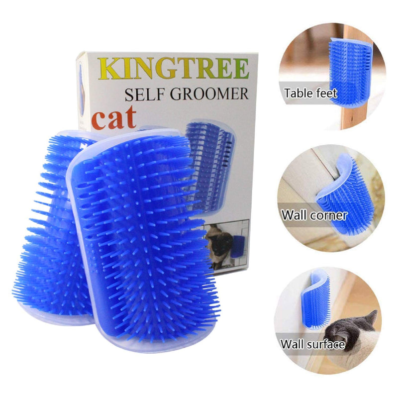 Kingtree Cat Self Groomer, 2 Pack Wall Corner Groomers Soft Grooming Brush Massage Combs for Short Long Fur Cats, Softer Massager Toy for Cat Puppy - Blue - PawsPlanet Australia