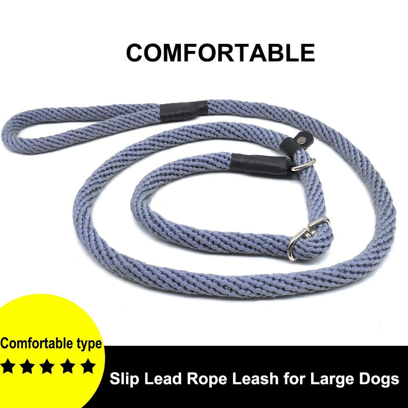 [Australia] - Mycicy Slip Lead Rope Leash for Medium and Large Dogs, 5/8" x 5Ft Soft Cotton Braided Leash, Adjustable No Pull Training Dog Leash 5/8" x 5 Ft Grey 