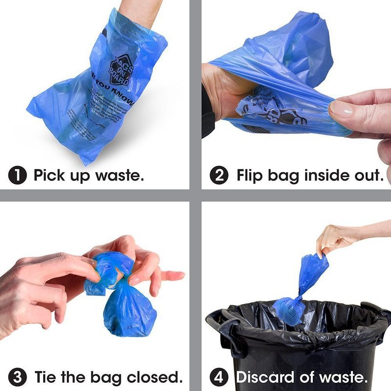 [Australia] - Bags on Board Dog Poop Bags Dispenser with 30 Refill Bags | Bone Design Attaches to Most Leashes Blue 