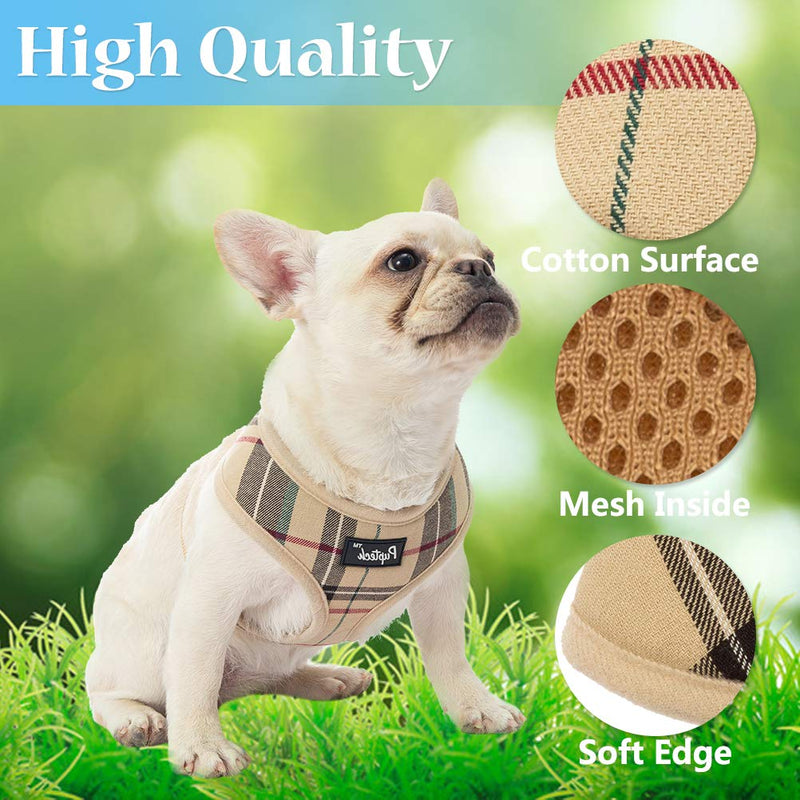 [Australia] - Soft Mesh Dog Harness Pet Puppy Comfort Padded Vest No Pull Harnesses S neck 12in,chest 13-16.5in Beige 