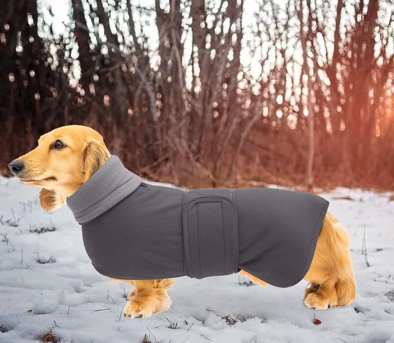 Geyecete Dog Jacket, Dog coat perfect for dachshunds, dog winter coat with padded fleece lining and high collar, dog snowsuit with adjustable bands sizes -Gray-S S Gray - PawsPlanet Australia