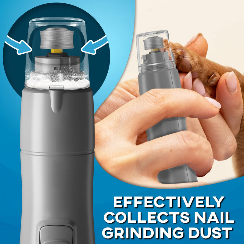 Dog Nail Grinder with LED Light, Rechargeable Dog Nail Grinder for Large Dogs, Medium & Small Dogs, Professional Pet Nail Grinder for Dogs Quiet Soft Puppy Grooming, Cat Nail Grinder, Dog Nail Trimmer Gray - PawsPlanet Australia