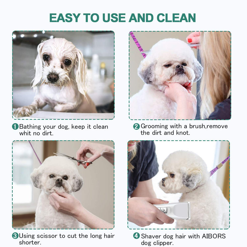 [Australia] - AIBORS Dog Grooming Clippers kit with 12V High Power Low Noise for Thick Coats Heavy Duty Plug-in Pet Trimmer Electric Professional Hair Clippers for Dogs Cats Pets White 