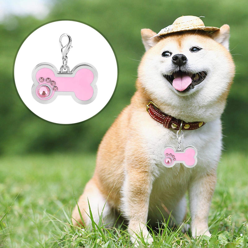 SALUTUYA Pet ID Tag, Cute Bone Shape, Dog Name Necklace Also A Nice Accessory as A Keychain,(Pink) - PawsPlanet Australia