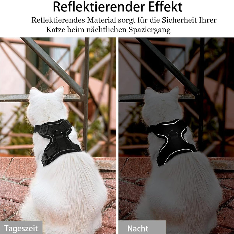 Cat Harness with Leash Adjustable Black Cat Soft Harness for Cat Chest Harness Cat Harness Cat Harness Cat Harness with Leash Escape-Proof (S, Black) - PawsPlanet Australia