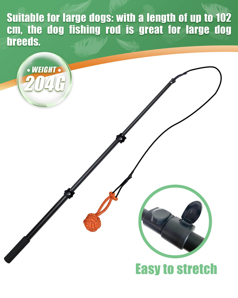 Flirt Pole Rope Dog Toy with Rope Ball and 2 Chasing Tail Chewing Braided Cotton Rope Outdoor Interactive Tug Extendable Teaser Training Wand Pet Flirt Stick for Small Medium Large Dogs - PawsPlanet Australia