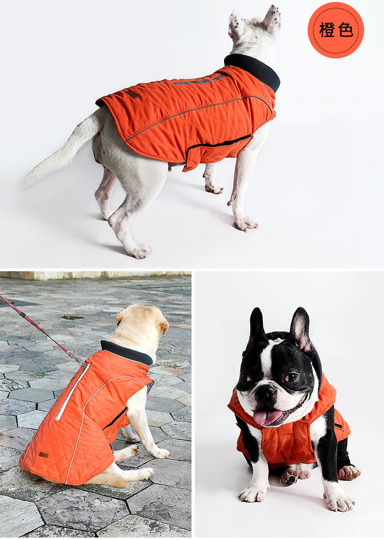 Kismaple Reflective Vest Dog Coat Jacket Cold Winter Warm Outfit Clothes for Small Medium Large Dogs Pet Apparel Orange, XL Chest: 24.4"- 27.6" - PawsPlanet Australia