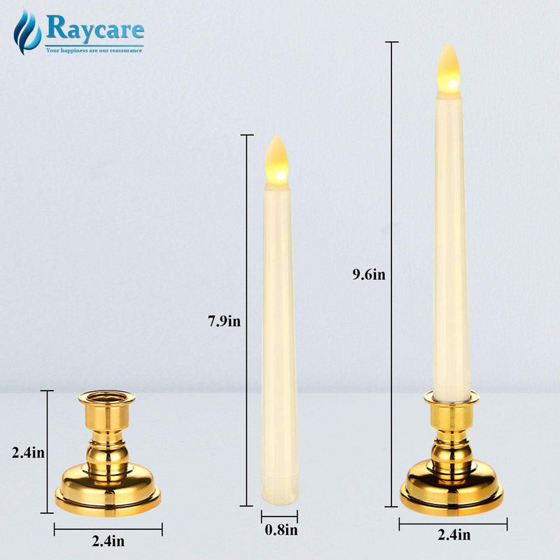 Raycare Pack of 9 LED Window Candles with Remote Timer, Flameless Taper Candles Battery Operated with Warm White Flickering Light, 7.9 Inches Taper Candlesticks with Holders(Batteries not Included) Gold Holder - PawsPlanet Australia