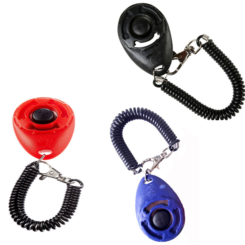 Istloho 3X Dog Clicker Training Clicker with Wrist Strap for Dog Cat Pet Training Tool, red blue black Black Blue Red - PawsPlanet Australia