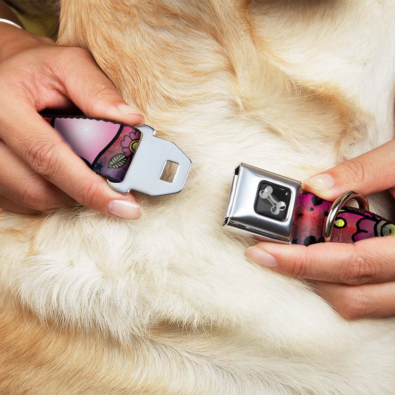 [Australia] - Dog Collar Seatbelt Buckle Love Love Pink 18 to 32 Inches 1.5 Inch Wide 