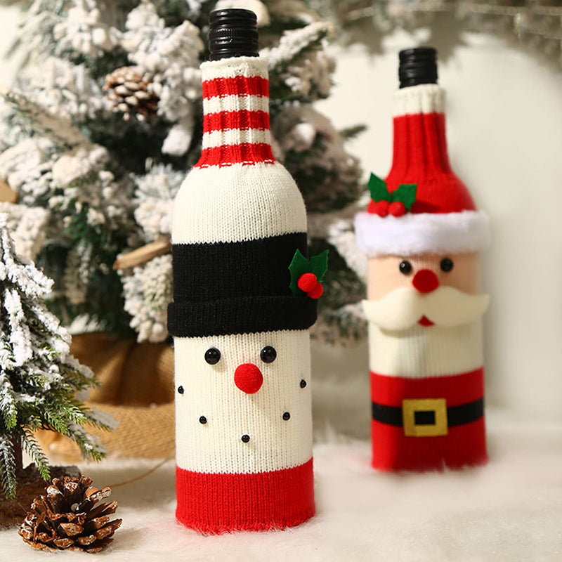 Christmas Wine Bottle Bags Cover, Cute Santa Claus Snowman Elk Bear, Red Wine Bottle Decorations Bag, Cartoon Christmas Decoration Wine Gift Felt Bag for Hotel Kitchen Table Decoration - PawsPlanet Australia