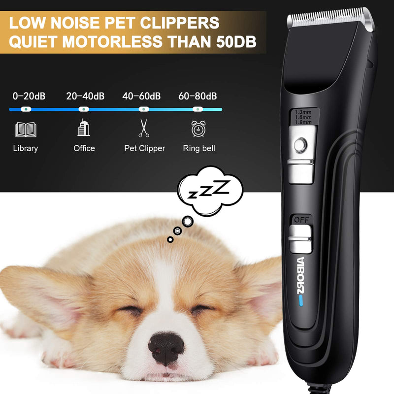 AIBORS Dog Clippers for Grooming Professional 12V High Power Plug-in Pet Hair Trimmers for Thick Coats Heavy Duty, Quiet Dog Grooming Kit for Dogs and Cats Animals - PawsPlanet Australia