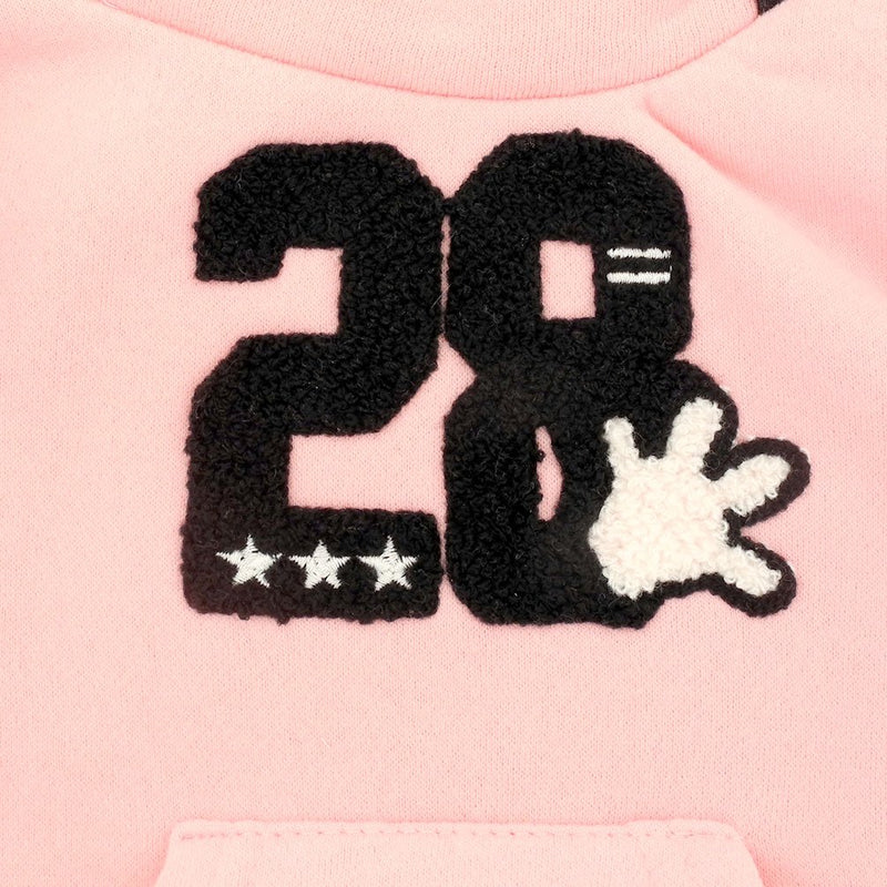 [Australia] - SMALLLEE_Lucky_Store Coat Fleece Lined Sweatshirt Jacket Print Puppy Pet Clothing Han Version Pink Medium 