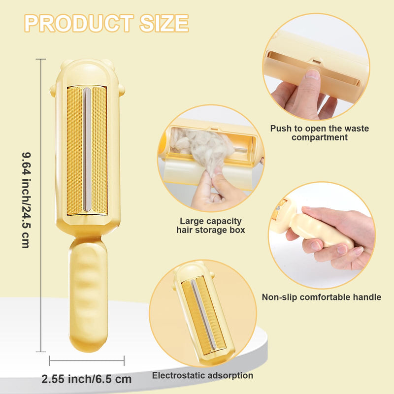MEYDLL Pet Hair Remover Lint Roller Lint Roller for Cat Hair and Dog Hair Lint Brush Reusable Pet Hair Remover Brush for Pet Hair Dog Hair Cat Hair Lint Roller for Sofa Bed Yellow - PawsPlanet Australia