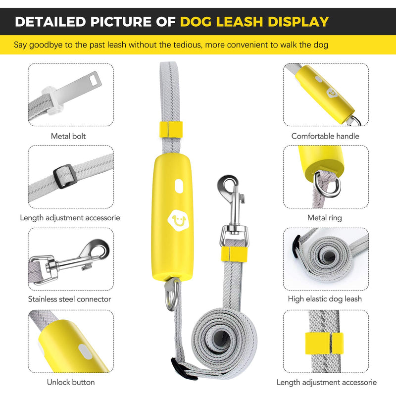 INPHER Dog Lead Dog Leash Innovative Design with Quick Lock Strong Lead Reflective Training Walking Handle for Puppy Small Dogs,6 FT Long,Yellow Yellow - PawsPlanet Australia