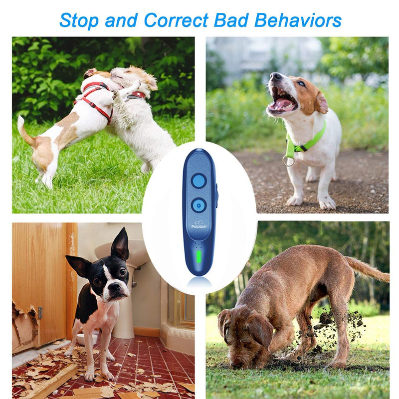 [Australia] - Pawanti Dog Bark Control Device, Ultrasonic Dog Bark Deterrent, 3 in 1 Anti Barking Dog Trainer, Rechargeable 16.5Ft Range Handheld Trainer for Dogs 