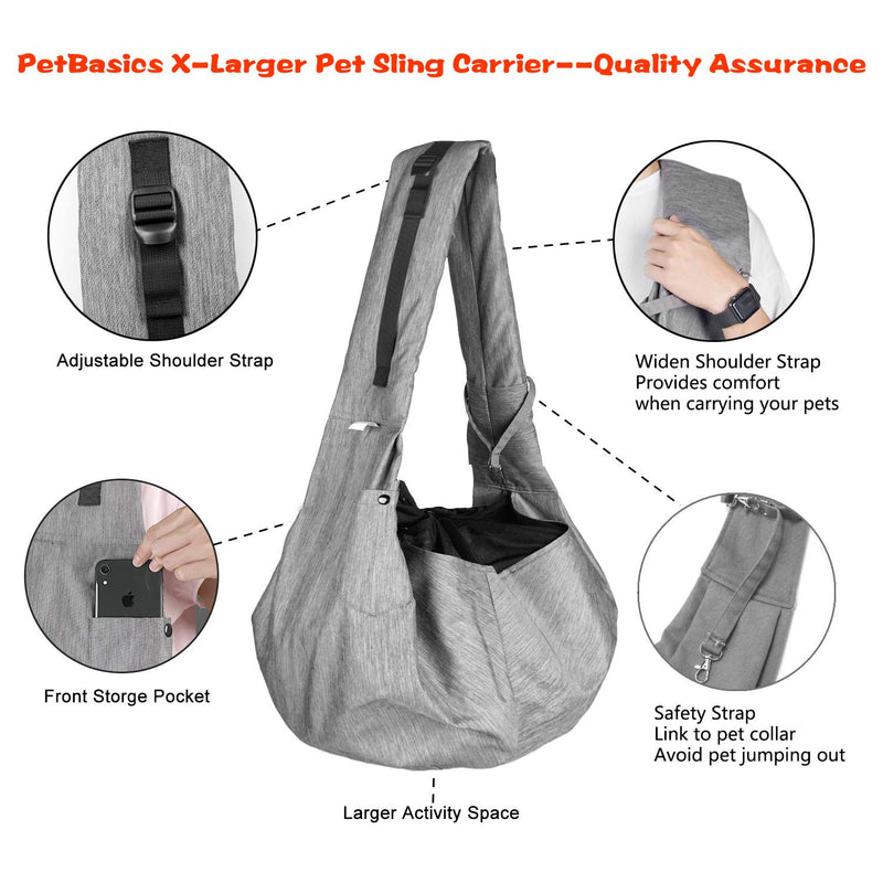 Pet Sling Carrier for Dog Cats - Fit 10 lbs upto 20 Pounds Medium Small Puppy Cat, Hand Free Doggie Carrying Shoulder Bag Holder with Pouch & Adjustable Strap, Breathable Travel Purse for Hiking, Bike - PawsPlanet Australia