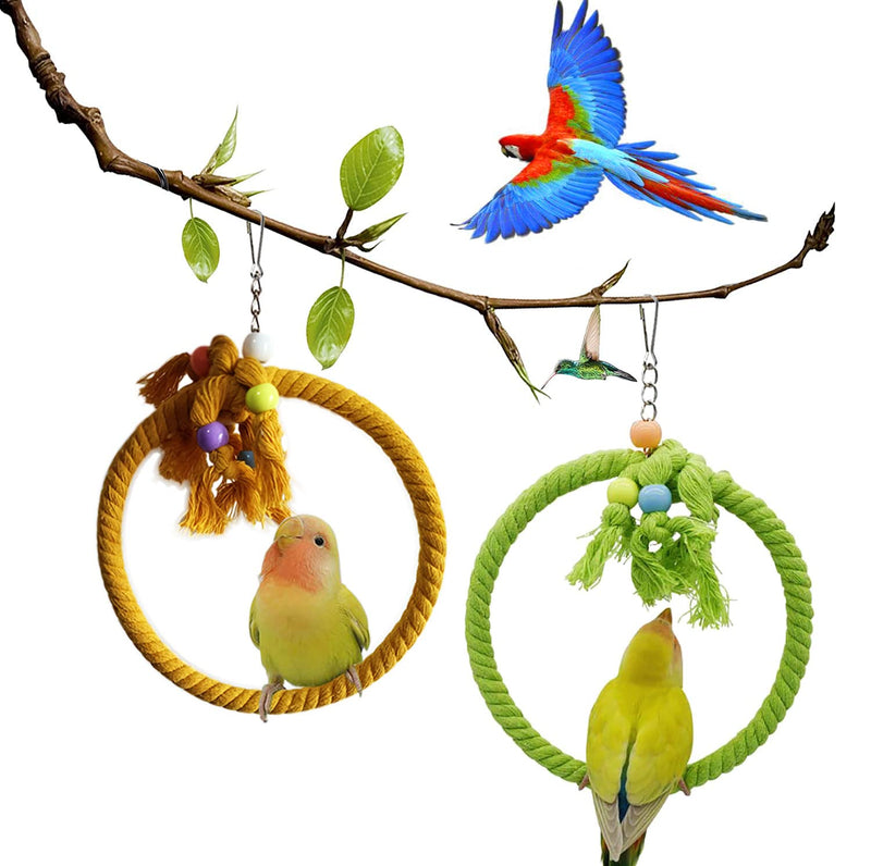 2 PCS Kuivoo Bird Swing Cotton Rope Ring, Bird Parrot Perches for Cage,Cage Hanging Bite Resistance Toys,Bird Stand Soft Ring Bed for Budgie,Cockatiel,Canary,Parakeet,Love-bird,Conures - PawsPlanet Australia