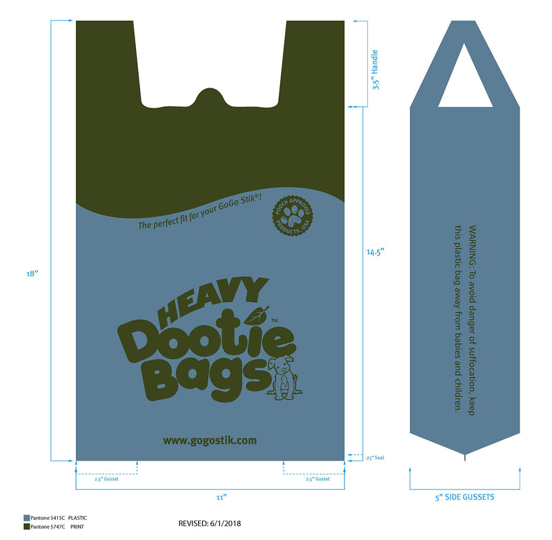 [Australia] - GoGo Stik Dootie Bags (Large) and Heavy Dootie Bags (Very Large) - 100 Count Large Dog Waste Poop Bags with tie Handles and Gussets. Great fit for Your Pooper scoopers. Extra Large 