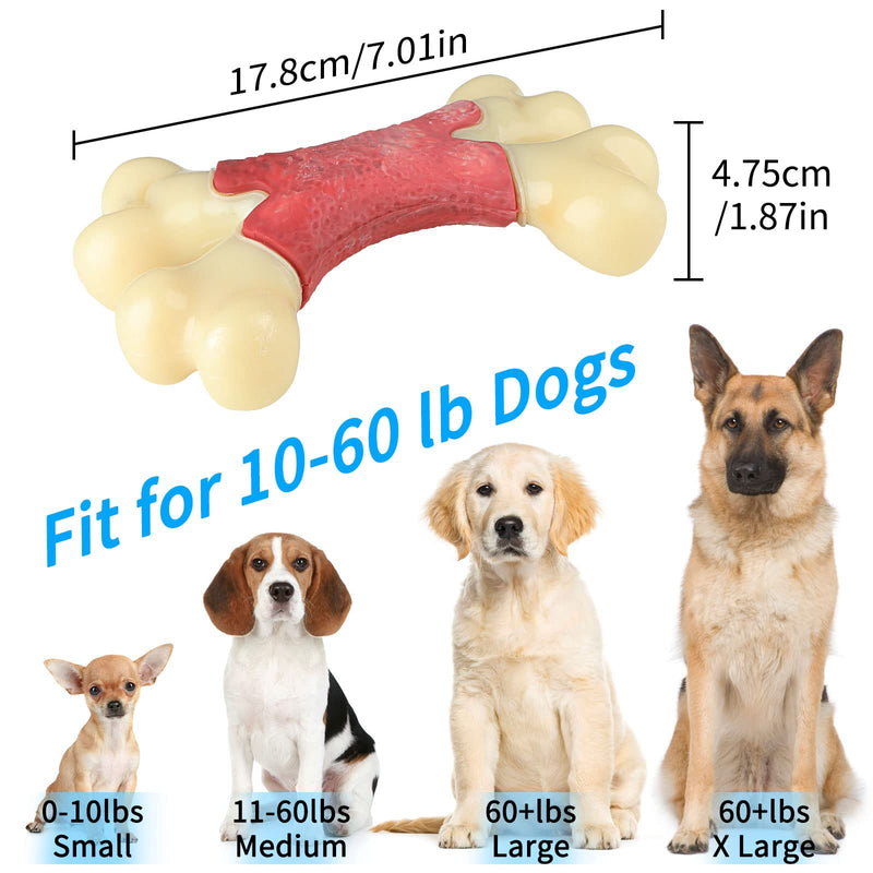 MASBRILL Dog Chew Toys for Aggressive Chewers Indestructible Durable Dog Chew Bone Non-Toxic Natural Rubber Toy for Dog Teeth Cleaning Interactive Dog Toys for Small Medium Large Dogs L Beige - PawsPlanet Australia