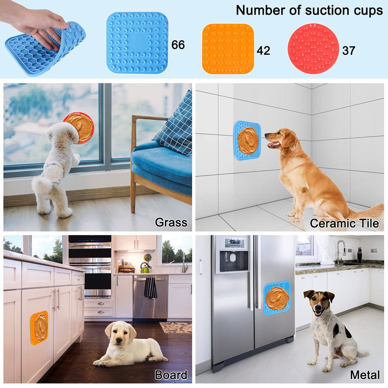 Hysagtek 3 Pcs Dog Lick Pad Mat with Suction, Washing Distraction Device, Slow Treat Dispensing Mat with Silicone Spatula and Brush for Pet Bathing Grooming Training - PawsPlanet Australia