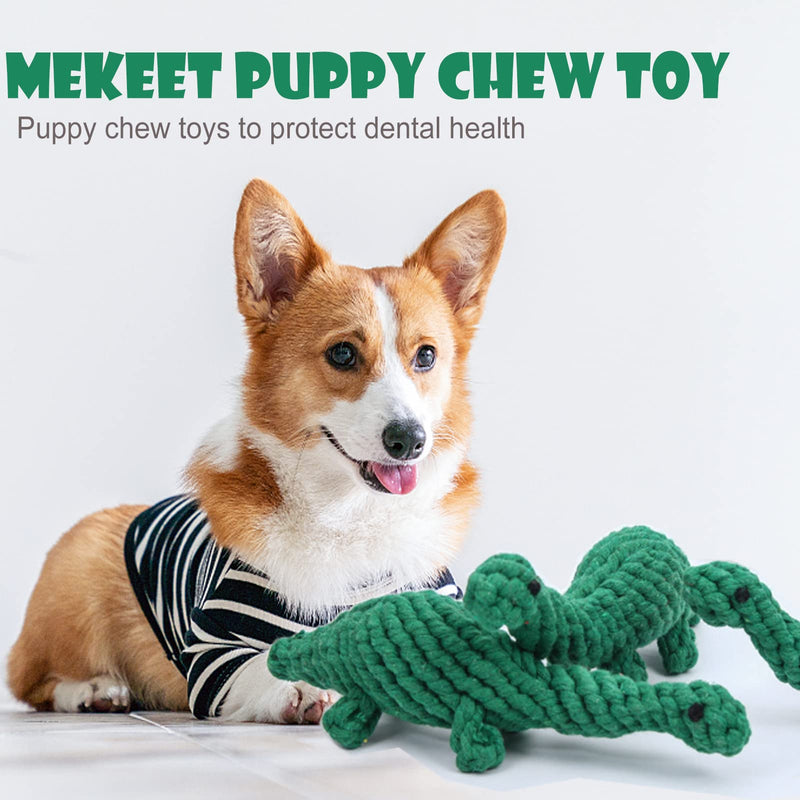 Puppy Toys Puppy Chewing Toys Natural Cotton Dog Rope Toys Avoiding Puppy Boredom Anxiety Teeth Training/Cleaning Toys Interactive Toy Gift for Small Dogs (Green-Dinosaur) Green-Dinosaur - PawsPlanet Australia
