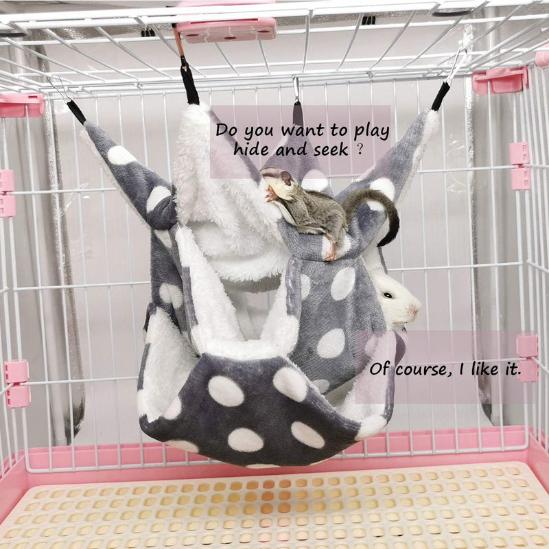 LEFTSTARER Triple-Layer Sugar Glider Hammock, Small Pet Cage Hammock, Sugar Glider Cage Accessories Hamster Bedding Small Animals Bed for Chinchilla Parrot Ferrets Rat Playing Sleeping 1pcs Grey &1pcs Strawberry - PawsPlanet Australia