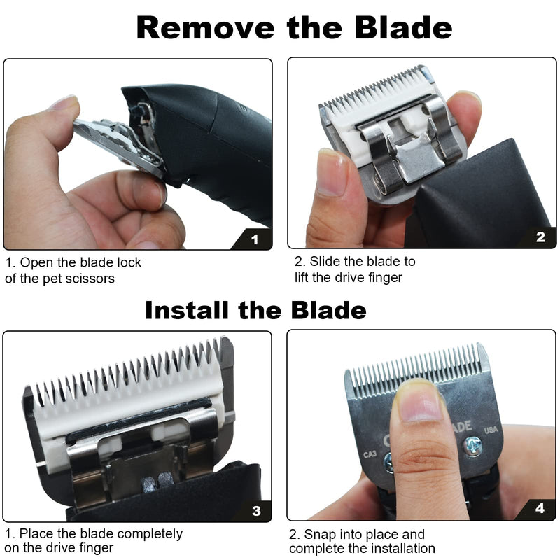 Dog Grooming Replacement Blades Compatible with Andis/Wahl/Oster, Removable Ceramic Blade and Stainless Steel Blade, 3pcs 3PC /10# 1.5mm - PawsPlanet Australia
