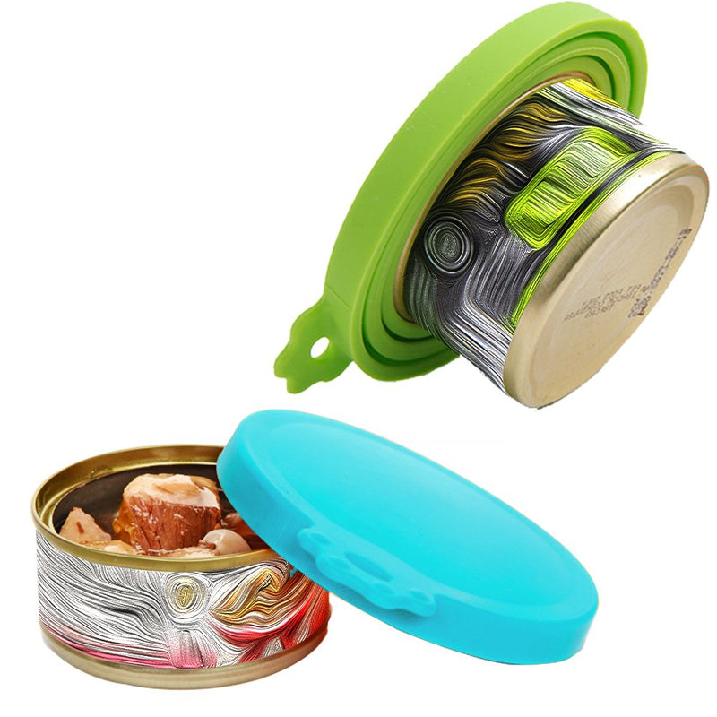 [Australia] - SLSON 3 Pack Pet Food Can Cover Universal Silicone Cat Dog Food Can Lids 1 Fit 3 Standard Size Can Tops,Blue,Green and Pink 