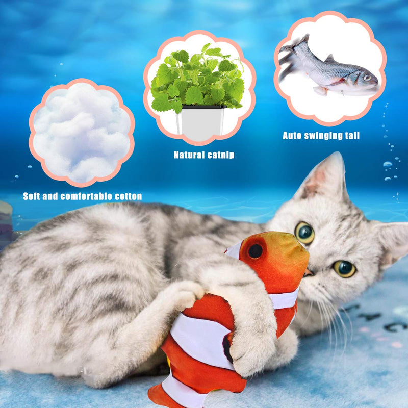 Jeteven 12'' Floppy Fish Cat Toy, Catnip Toys, Moving Cat Kicker Fish, Realistic Plush Electric Wagging Fish, Motion Kitten Toy, Funny Interactive Fish Cat Toys for Cat Exercise red and white trout - PawsPlanet Australia