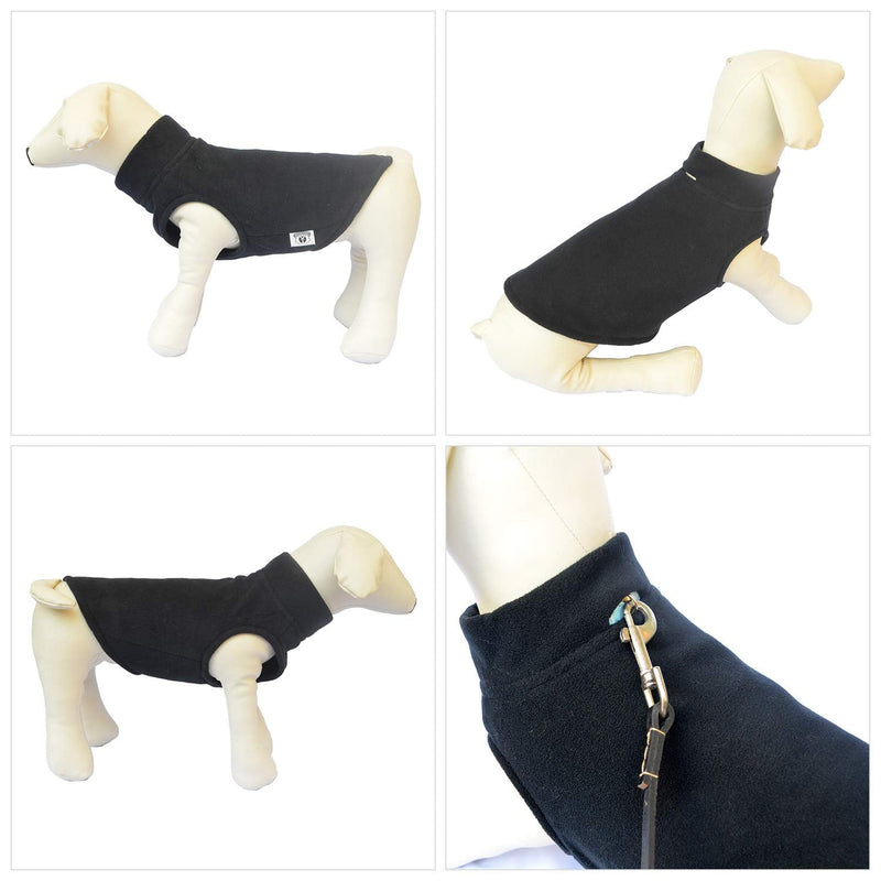 Dog Winter Vest Warm Breathable Dog Polar Fleece Vest Jacket, Lightweight Round Neck Winter Coat with Leash Neck Hole for Small Medium Large Dogs Black XS XS (Small Dog -6lbs) - PawsPlanet Australia