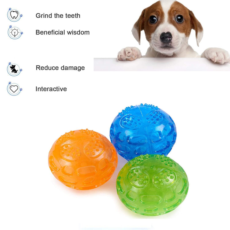 Dog Toy Ball,Dog Ball Durable Pet Chew/Squeaky Toy/Waterproof/ Bouncy/Rubber--Orange,Blue,Green(3 Pack) - PawsPlanet Australia