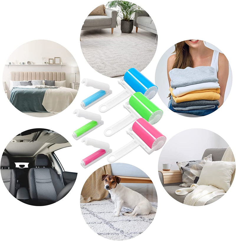 INHEMING Set of 6 washable lint rollers, reusable animal hair remover, lint roller for animal hair, lint brush for removing cat hair and dog hair, in 2 sizes, for sofa, car, bed, clothing - PawsPlanet Australia