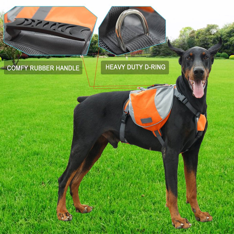 Lifeunion Adjustable Service Dog Supply Backpack Saddle Bag for Camping Hiking Training Black Medium - PawsPlanet Australia