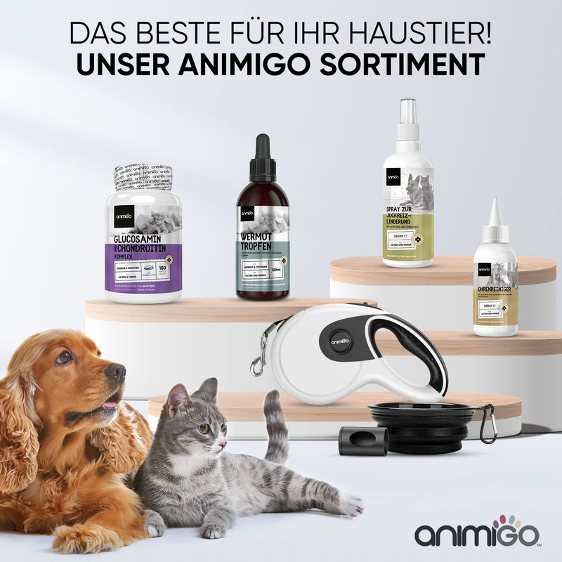 Animigo Ear Cleaner for Cats & Dogs - 250ml Ear Drops - Earwax Remover with Tea Tree Oil, Lavender Oil, Salicylic Acid and Aloe Vera - Dog Ear Rinse for Itching, Allergies & Mites - PawsPlanet Australia