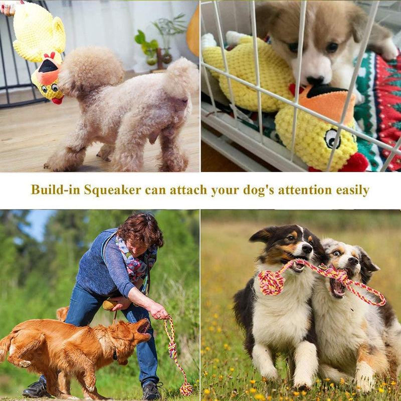 Aidiyapet Dog Toys For Small Dogs,4 Durable Dog Toys for Boredom Puppy Toys from 8 Weeks,Puppy Teething Toy Dog Chew Toy,Dog Squeaky Toys Dog Toys for Small Dogs - Natural Cotton&Non-Toxic - PawsPlanet Australia