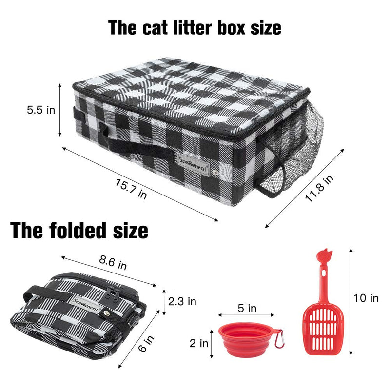 SCENEREAL Cat Travel Litter Box with Bowl & Scoop, Collapsible Portable Cat Litter Box, Foldable Feeding Bowl and Scoop for Free, Travel Litter Box for Cats Lightweight Waterproof - PawsPlanet Australia