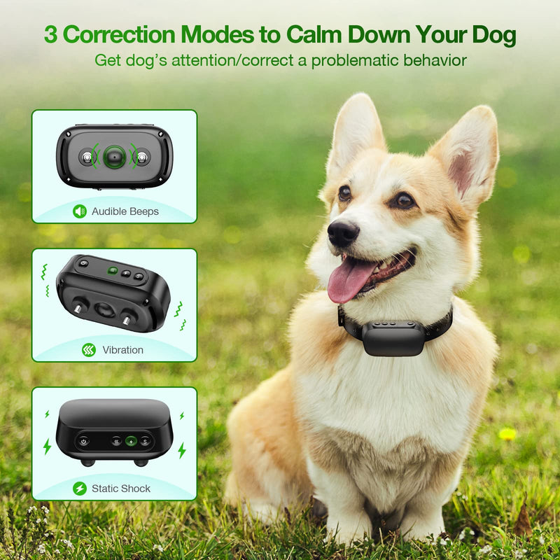 GHORA Dog Bark Collar Rechargeable Anti Barking Collar with 7 Adjustable Sensitivity and Intensity Beep Vibration Shock Bark Collar for Small Medium Large Dogs 10-110 lbs - PawsPlanet Australia