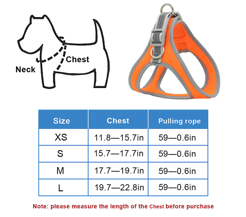 risdoada Air Mesh Adjustable Pet Harness with Leash, Reflective Puppy Vest, Soft Dog Chest Strap for Small Medium Large Dogs and Cats, Orange M M Chest 17.7-19.7 inches - PawsPlanet Australia