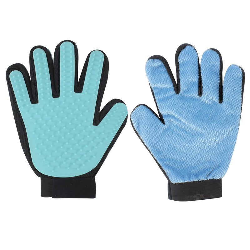 [Australia] - GES Pet Grooming Glove, Set of 2 Deshedding Brush Glove, Hair Remover Brush Efficient Pet Hair Remover Mitt, Deshedding Tool for Cats Dogs with Left and Right Hand Light Blue 