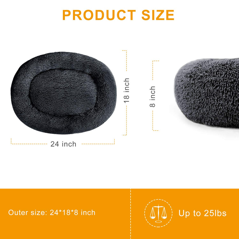 PUPPBUDD Calming Dog Bed Cat Bed Donut, Faux Fur Pet Bed Self-Warming Donut Cuddler, Comfortable Round Plush Dog Beds for Large Medium Dogs and Cats (24"/32"/36"/44") Large(24''x18'') Black - PawsPlanet Australia