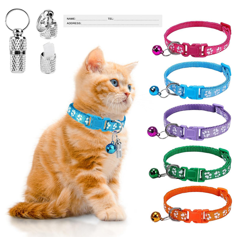 WHC Pack of 12 cat collars with safety clasp and bell and cat collar name address, colorful removable cat collars, adjustable cat collar 19-32 cm for cats and puppies, rabbits - PawsPlanet Australia