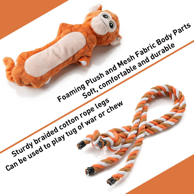 Sedioso Tug of War Dog Toy, Cute Squeaky Dog Toy, Interactive Plush Dog Toy for Puppies, Small, Medium, Large Dogs (Tug of War Series, Monkeys) Multicolored (Monkeys) - PawsPlanet Australia