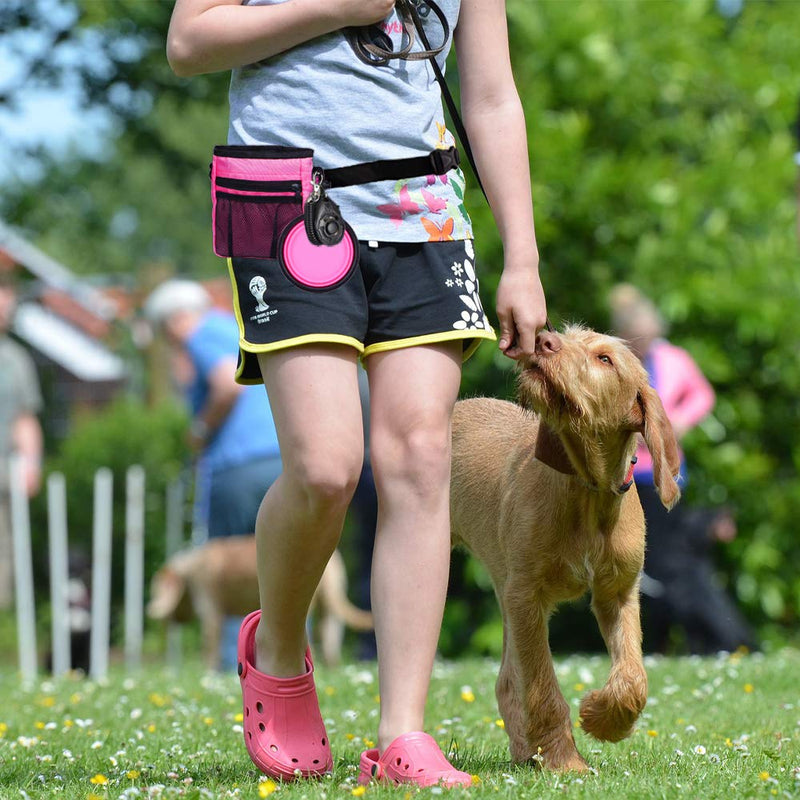 Generies OSTK Dog Training Kit, Dog Treat Pouch, Puppy Training Treat Pouch, Dog Collapsible Bowl, Dog Whistle, Dog Clicker, Ideal for Dog Walking, Dog Training, Puppy Training (Pink) - PawsPlanet Australia