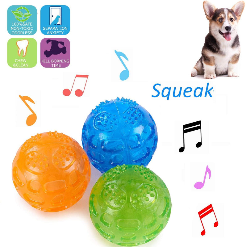 Dog Toy Ball,Dog Ball Durable Pet Chew/Squeaky Toy/Waterproof/ Bouncy/Rubber--Orange,Blue,Green(3 Pack) - PawsPlanet Australia